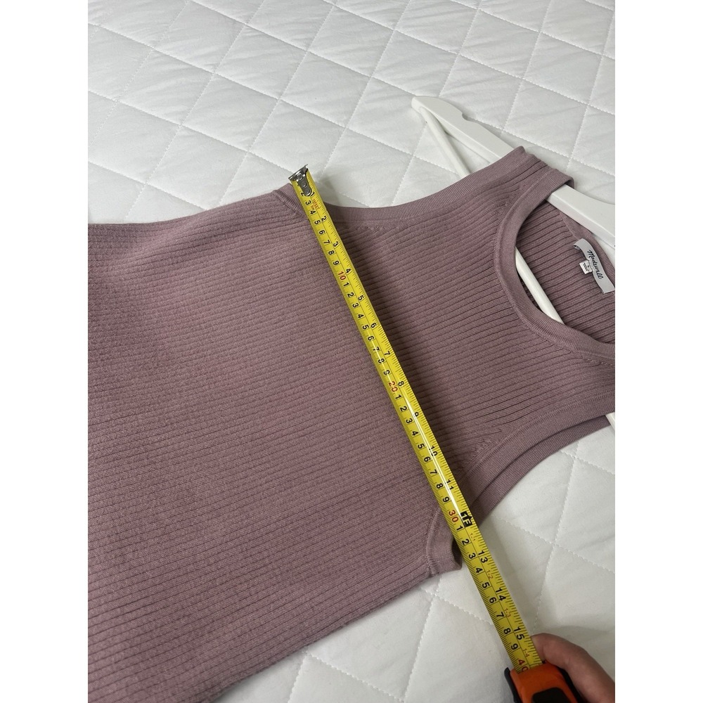 Madewell Ribbed Knit Maxi Dress Mauve Minimalist Quiet Luxury Sleeveless Bodycon - Picture 5 of 7